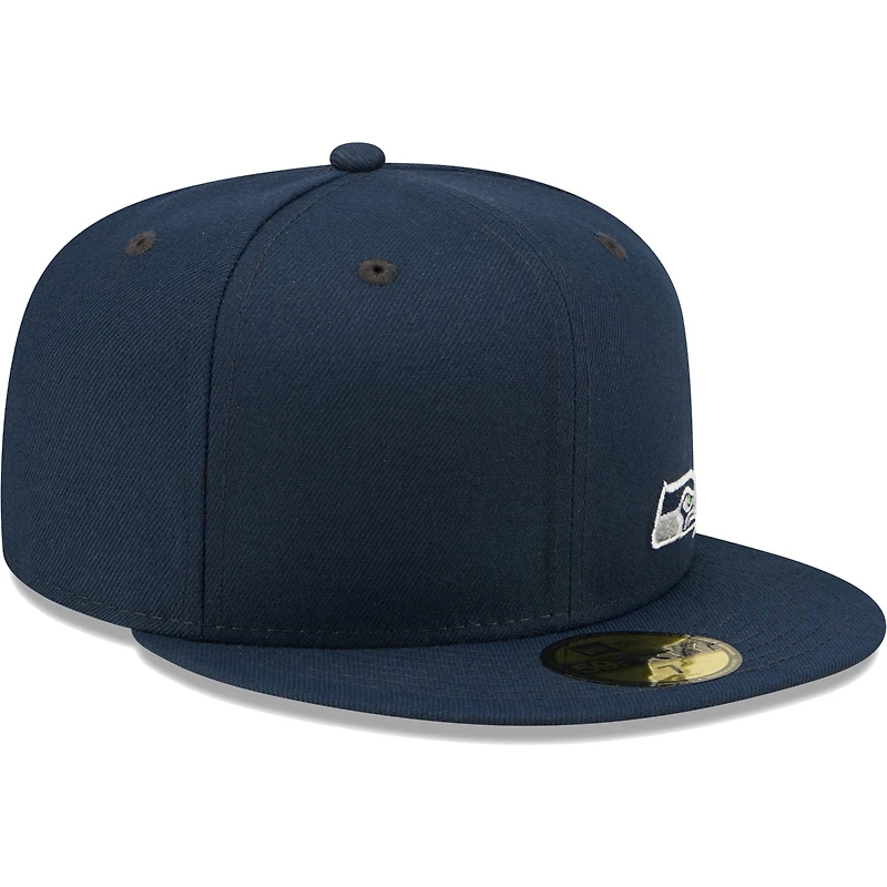 Casquette ajustée 59FIFTY pour homme Seattle Seahawks Flawless New Era College bleu marine