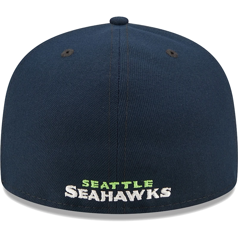 Casquette ajustée 59FIFTY pour homme Seattle Seahawks Flawless New Era College bleu marine