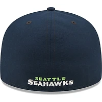 Casquette ajustée 59FIFTY pour homme Seattle Seahawks Flawless New Era College bleu marine