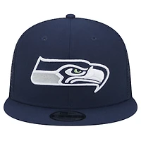 Casquette à visière plate 9FIFTY Snapback Main Trucker de Seattle Seahawks de New Era pour homme, bleu marine