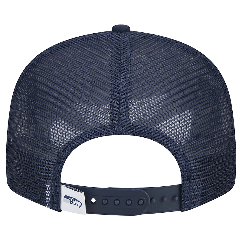 Casquette à visière plate 9FIFTY Snapback Main Trucker de Seattle Seahawks de New Era pour homme, bleu marine