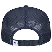 Casquette à visière plate 9FIFTY Snapback Main Trucker de Seattle Seahawks de New Era pour homme, bleu marine