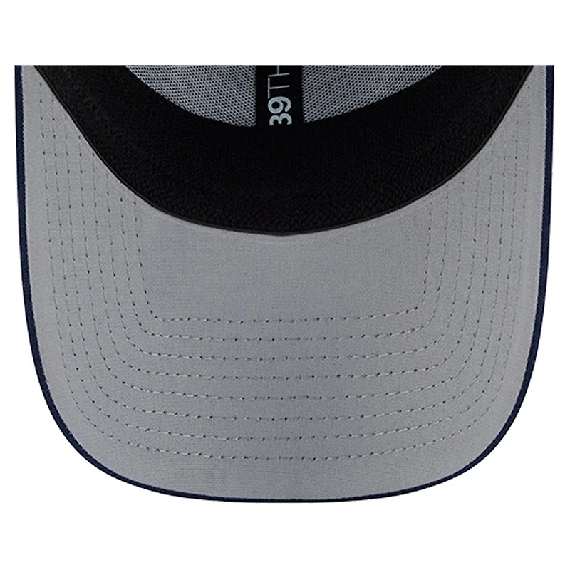 Casquette extensible 39THIRTY pour homme New Era College Navy Seattle Seahawks avec logo superposé
