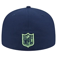 Casquette ajustée surdimensionnée 59FIFTY New Era College Navy pour homme des Seattle Seahawks