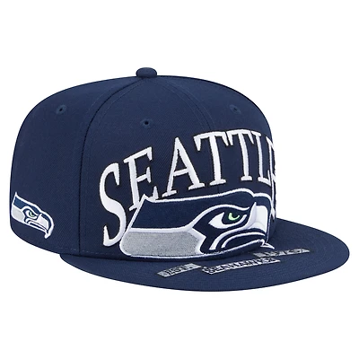 Casquette ajustée surdimensionnée 59FIFTY New Era College Navy pour homme des Seattle Seahawks