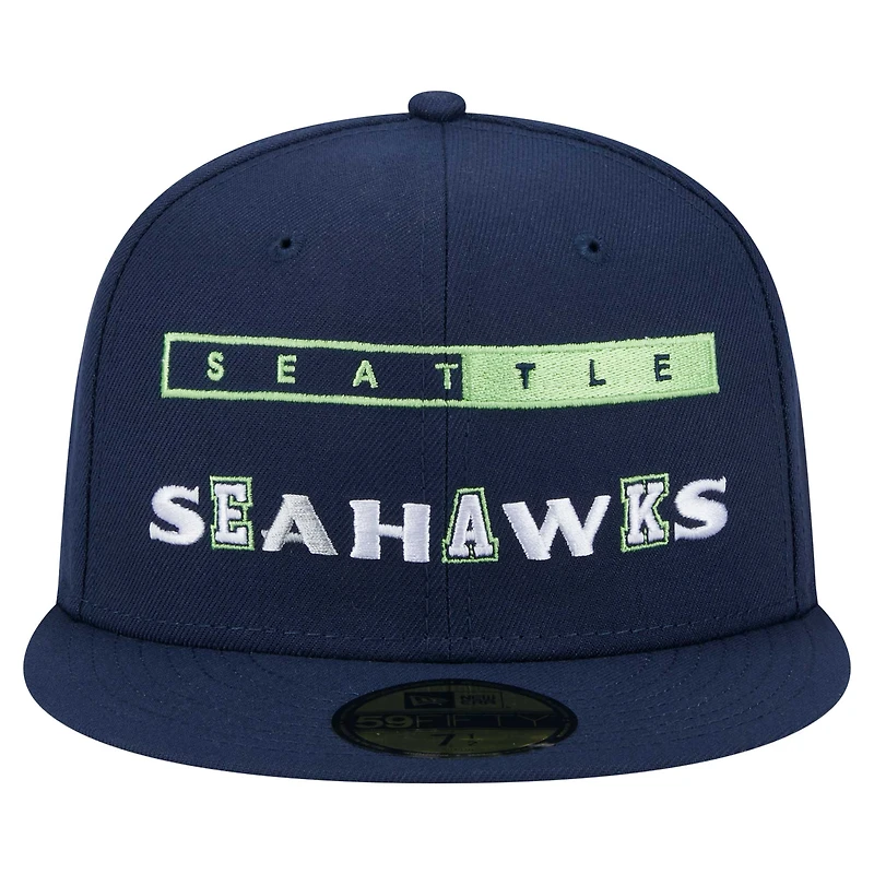Casquette ajustée Ransom 59FIFTY pour homme New Era College Navy Seattle Seahawks