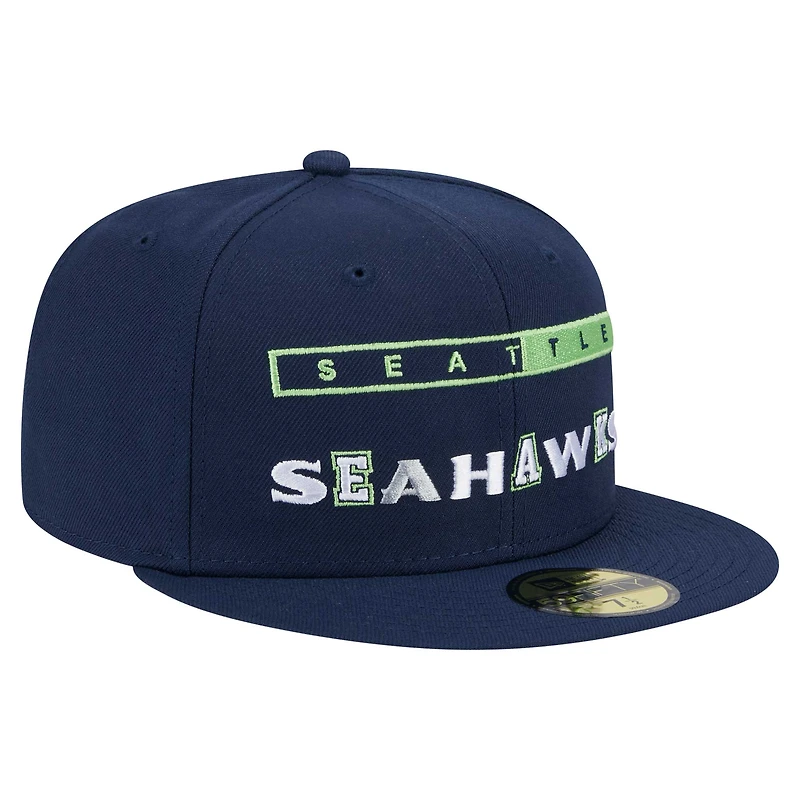 Casquette ajustée Ransom 59FIFTY pour homme New Era College Navy Seattle Seahawks