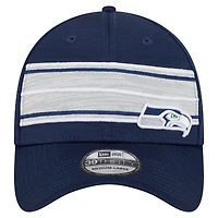 Casquette 39THIRTY Flex New Era College Navy pour homme, motif rayures des Seattle Seahawks