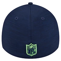 Casquette 39THIRTY Flex New Era College Navy pour homme, motif rayures des Seattle Seahawks