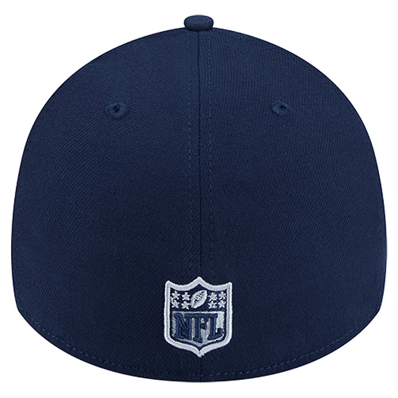 Casquette 39THIRTY Flex New Era College Navy pour homme, motif Seattle Seahawks Stripes