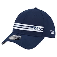 Men's New Era College Navy Seattle Seahawks Stripes 39THIRTY Flex Hat