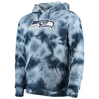 Men's New Era College Navy Seattle Seahawks Tie-Dye Pullover Hoodie