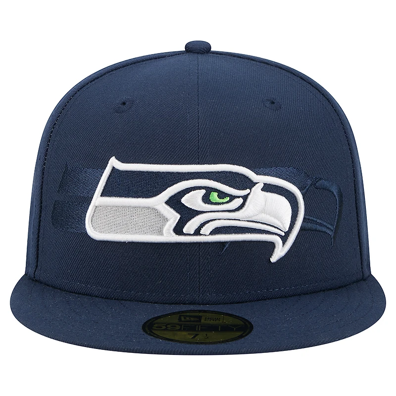Men's New Era College Navy Seattle Seahawks Tri-Hit 59FIFTY Fitted Hat