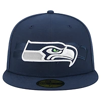 Men's New Era College Navy Seattle Seahawks Tri-Hit 59FIFTY Fitted Hat