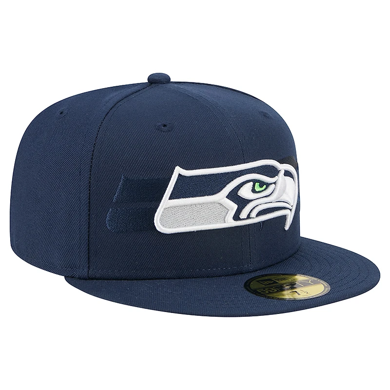 Men's New Era College Navy Seattle Seahawks Tri-Hit 59FIFTY Fitted Hat