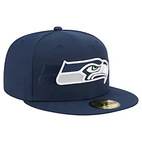 Men's New Era College Navy Seattle Seahawks Tri-Hit 59FIFTY Fitted Hat