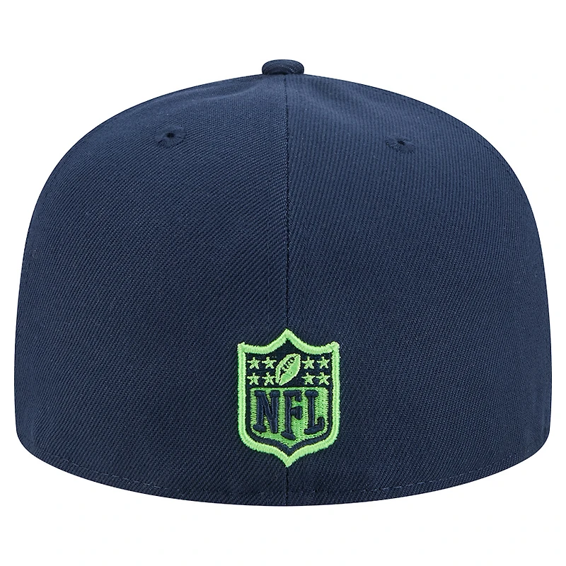 Men's New Era College Navy Seattle Seahawks Tri-Hit 59FIFTY Fitted Hat