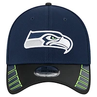 Casquette New Era College Navy Seattle Seahawks Visor Hit 39THIRTY Flex pour homme