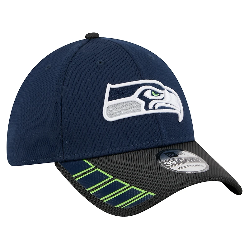 Casquette New Era College Navy Seattle Seahawks Visor Hit 39THIRTY Flex pour homme