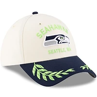 Men's New Era  Cream/College Navy Seattle Seahawks 2025 NFL Draft 39THIRTY Flex Hat