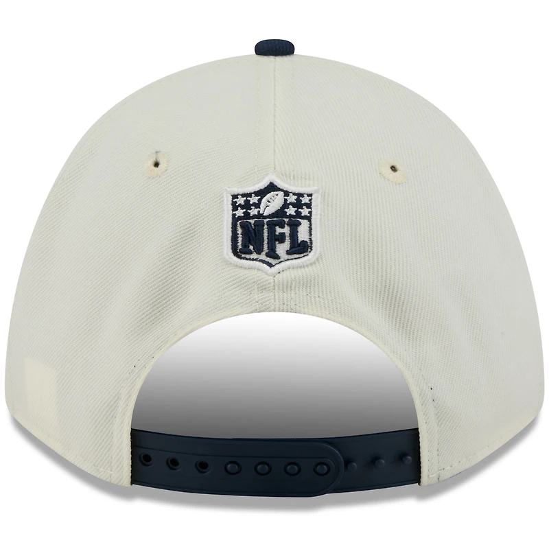 Casquette ajustable New Era 9FORTY A-Frame M-Crown pour homme, couleur crème/bleu marine universitaire, des Seattle Seahawks, draft NFL 2025