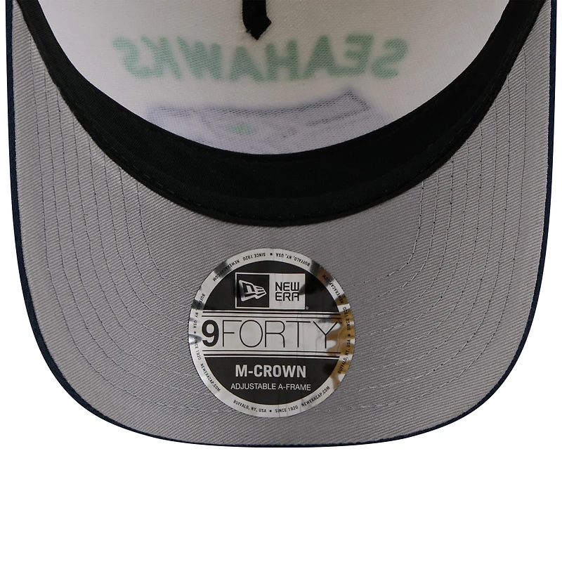 Casquette ajustable New Era 9FORTY M-Crown A-Frame pour homme, couleur crème/bleu marine universitaire, des Seattle Seahawks, draft NFL 2025
