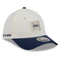 Men's New Era  Cream/College Navy Seattle Seahawks 2026 NFL Training Camp 39THIRTY M-Crown Flex Hat