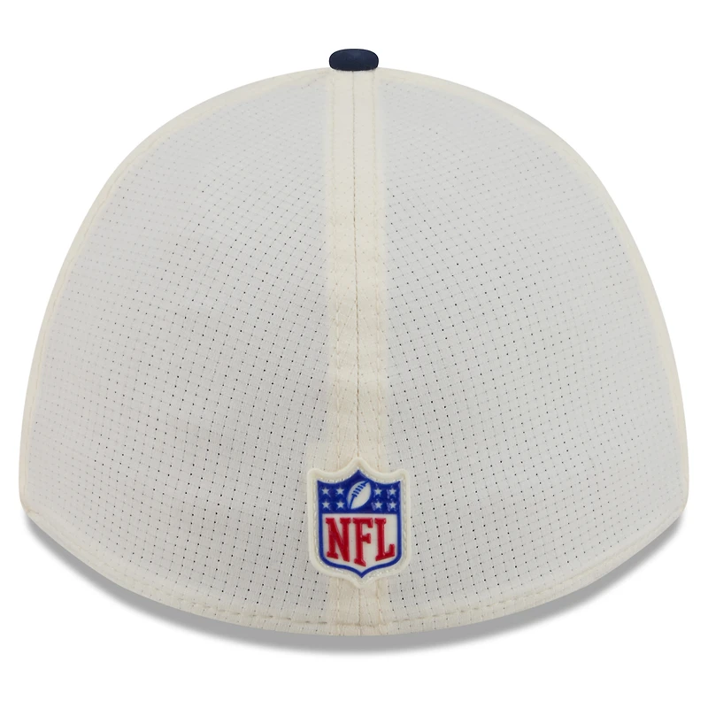 Men's New Era Cream/College Navy Seattle Seahawks 2026 NFL Training Camp 39THIRTY M-Crown Flex Hat