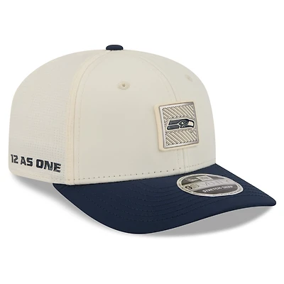 Men's New Era Cream/College Navy Seattle Seahawks 2026 NFL Training Camp 9SEVENTY Adjustable Hat