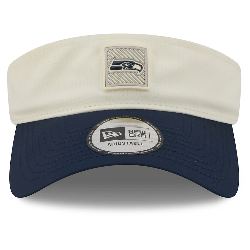 Men's New Era Cream/College Navy Seattle Seahawks 2026 NFL Training Camp Adjustable Visor