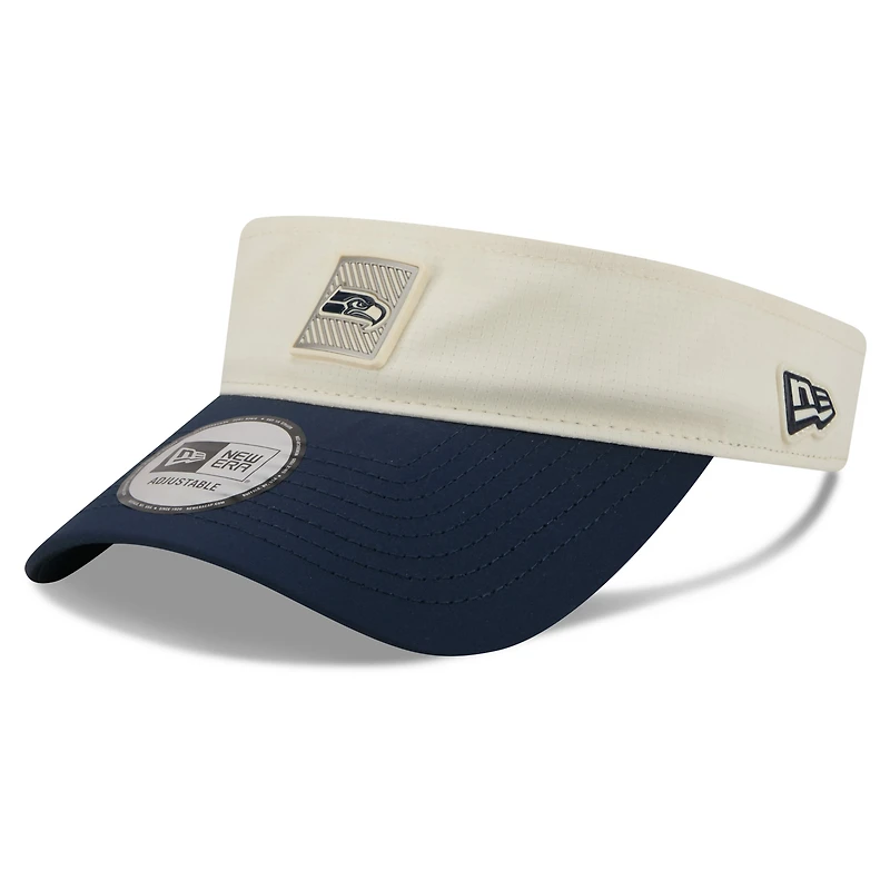 Men's New Era Cream/College Navy Seattle Seahawks 2026 NFL Training Camp Adjustable Visor
