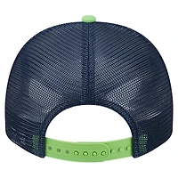 Men's New Era  Cream/College Navy Seattle Seahawks Banner A-Frame 9FIFTY Trucker Snapback Hat