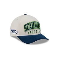 Men's New Era  Cream/College Navy Seattle Seahawks  Two-Tone Sided Corduroy 9FORTY A-Frame Adjustable Hat