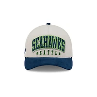 Men's New Era  Cream/College Navy Seattle Seahawks  Two-Tone Sided Corduroy 9FORTY A-Frame Adjustable Hat