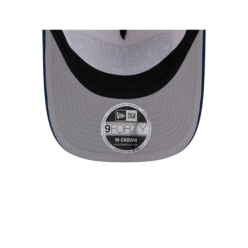 Men's New Era Cream/College Navy Seattle Seahawks Two-Tone Sided Corduroy 9FORTY A-Frame Adjustable Hat