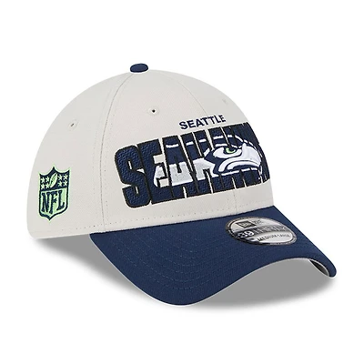 Men's New Era  Cream Seattle Seahawks 2023 NFL Draft 39THIRTY Flex Hat
