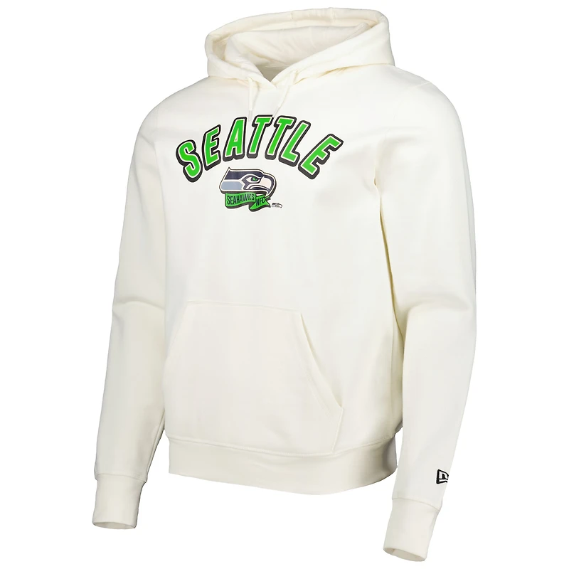 Sweat à capuche crème pour homme Seattle Seahawks Sideline Chrome Pullover New Era