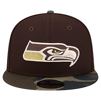 Casquette snapback New Era 9FIFTY marron foncé Seattle Seahawks, motif camouflage Burnt Wood, pour homme