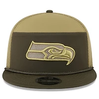 Men's New Era  Dark Green Seattle Seahawks 2025 Salute to Service Split Panel 9FIFTY Snapback Hat