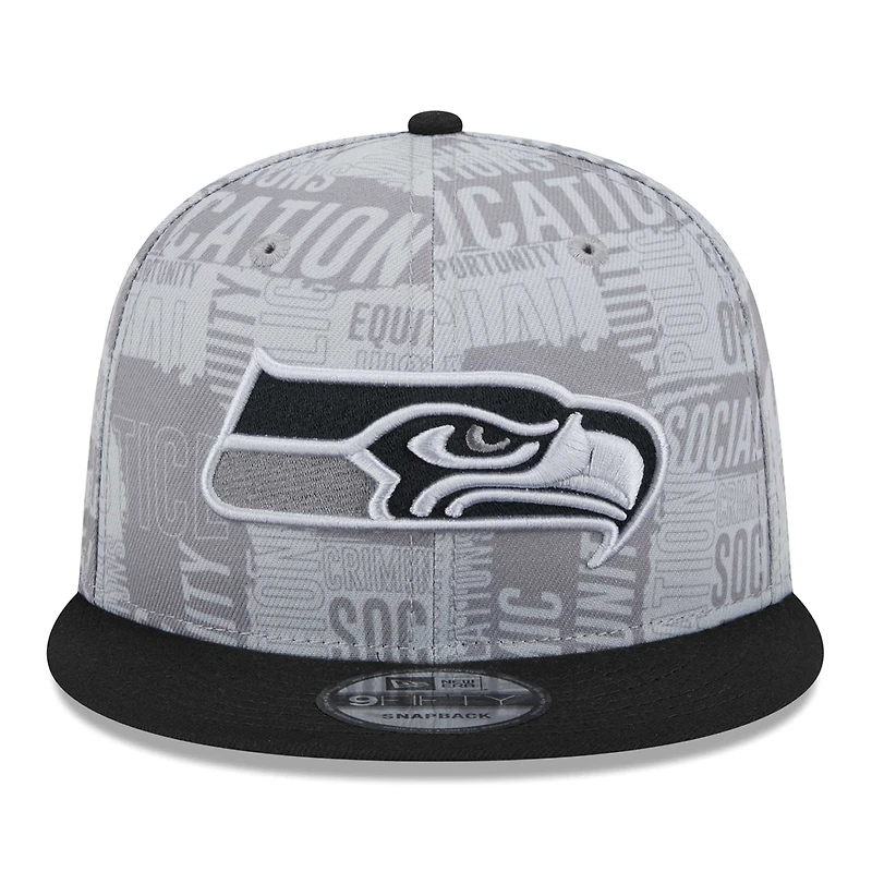 Men's New Era Gray/Black Seattle Seahawks Inspire Change 9FIFTY Snapback Hat