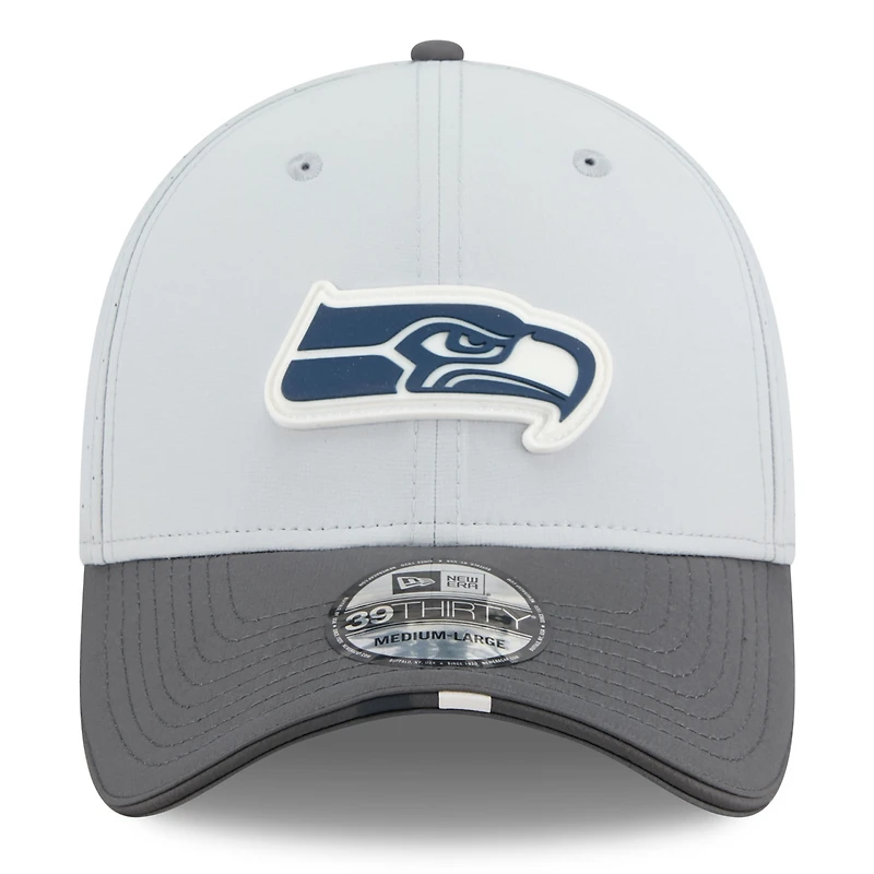 Men's New Era  Gray/Graphite Seattle Seahawks 2025 NFL Training Camp 39THIRTY Flex Hat