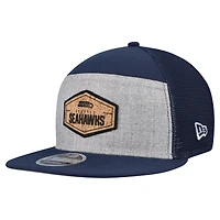 Men's New Era  Gray/Navy Seattle Seahawks Cork Split Panel 9FIFTY Trucker Snapback Hat