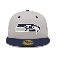 Casquette ajustée New Era Seattle Seahawks Flipside 2Tone 59FIFTY pour homme, gris/bleu marine