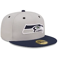 Casquette ajustée New Era Seattle Seahawks Flipside 2Tone 59FIFTY pour homme, gris/bleu marine