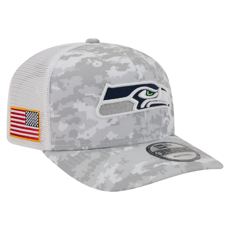 Men's New Era Gray Seattle Seahawks 2025 Salute to Service Fan Pack 9SEVENTY Adjustable Hat