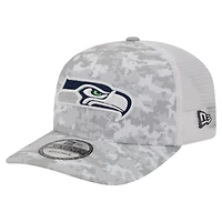 Casquette ajustable New Era grise Seattle Seahawks 2025 Salute to Service pour homme (référence 9SEVENTY)