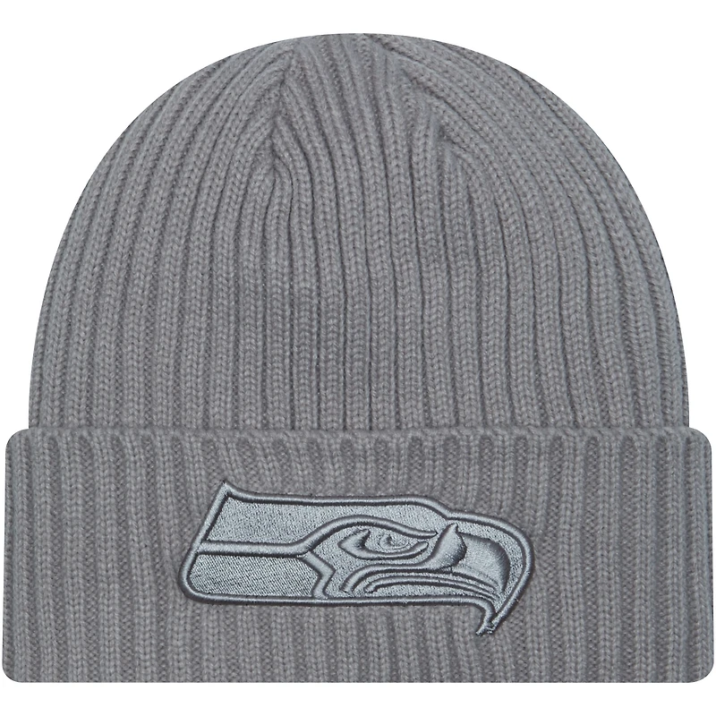 Bonnet en tricot à revers gris Seattle Seahawks Color Pack New Era pour hommes