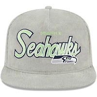 Casquette snapback Golfeur Seattle Seahawks en velours côtelé New Era grise pour homme