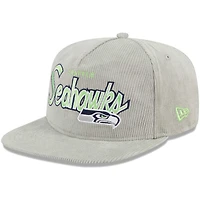 Casquette snapback Golfeur Seattle Seahawks en velours côtelé New Era grise pour homme
