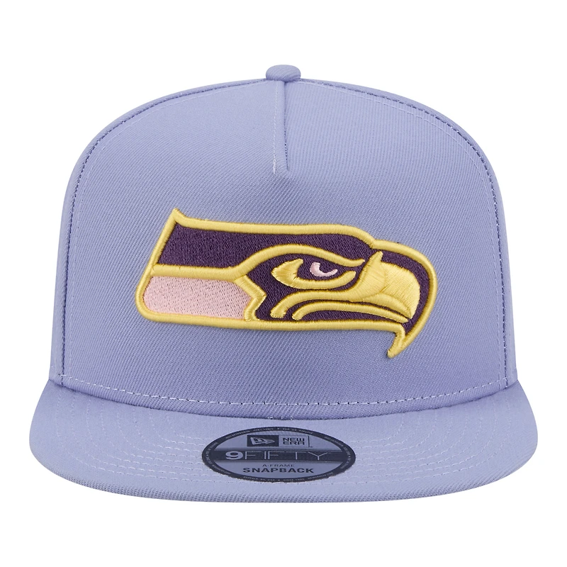 Men's New Era Lavender Seattle Seahawks Bloom A-Frame 9FIFTY Snapback Hat